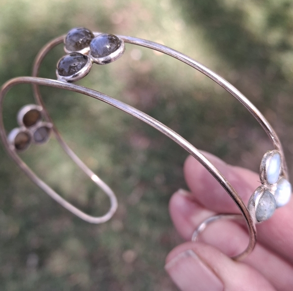 New Labradorite and Larimar Silver Cuff Bracelet. - Picture 6 of 13